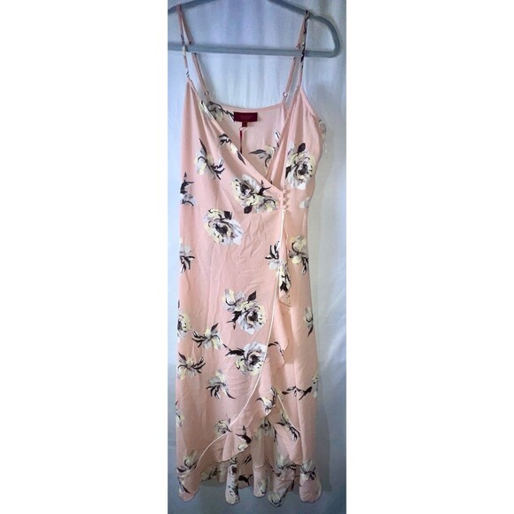 JLO Dresses & Skirts - J Lo Button Wrap Dress Pink Floral Women’s Size M